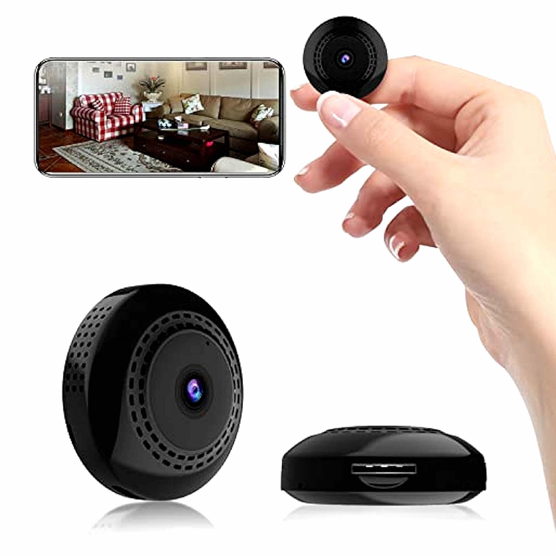ZINZO NWE Imported 1080p Surveillance Kids Home,Kitchen,Balcony Security WiFi Mini Camera System Wireless Camera Live Stream Night Vision IP Wireless Audio Video Camera for Home Offices Security.