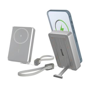 Geonix Helio MS100 Mini Magnetic Wireless Power Bank 10000mAh, Silver