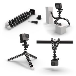 Octopus Flexible Tripod Camera + Action Cam Mount Stand w/Quick Release Plate for GoPro Hero Fusion Akaso Brave 5 4 Apeman EKEN H9R Fitfort Crosstour Campark Davola Dragon Touch Jeemak YI 4K Cam