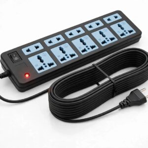 Extension Board 10A with 10 Universal Sockets, 4 Meter Cord, 1500W, Black