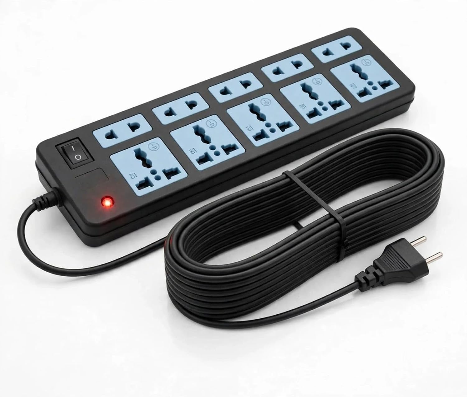 Extension Board 10A with 10 Universal Sockets, 4 Meter Cord, 1500W, Black