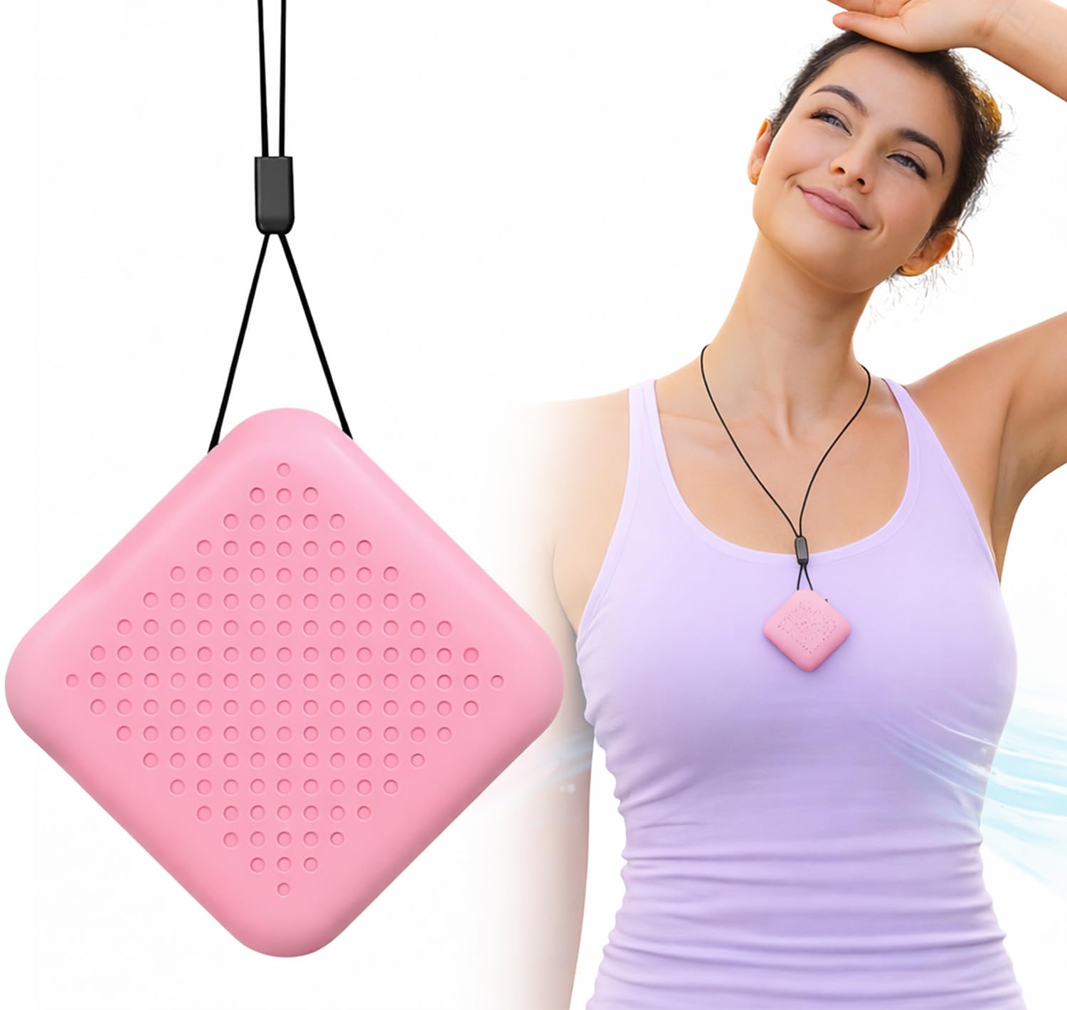 Wearable Personal Air Purifier Necklace | 120H Battery | Filterless Ionic Air Cleaner | Portable Travel Air Purifier for Office, Car & Home | Lightweight Compact Design (Pink)