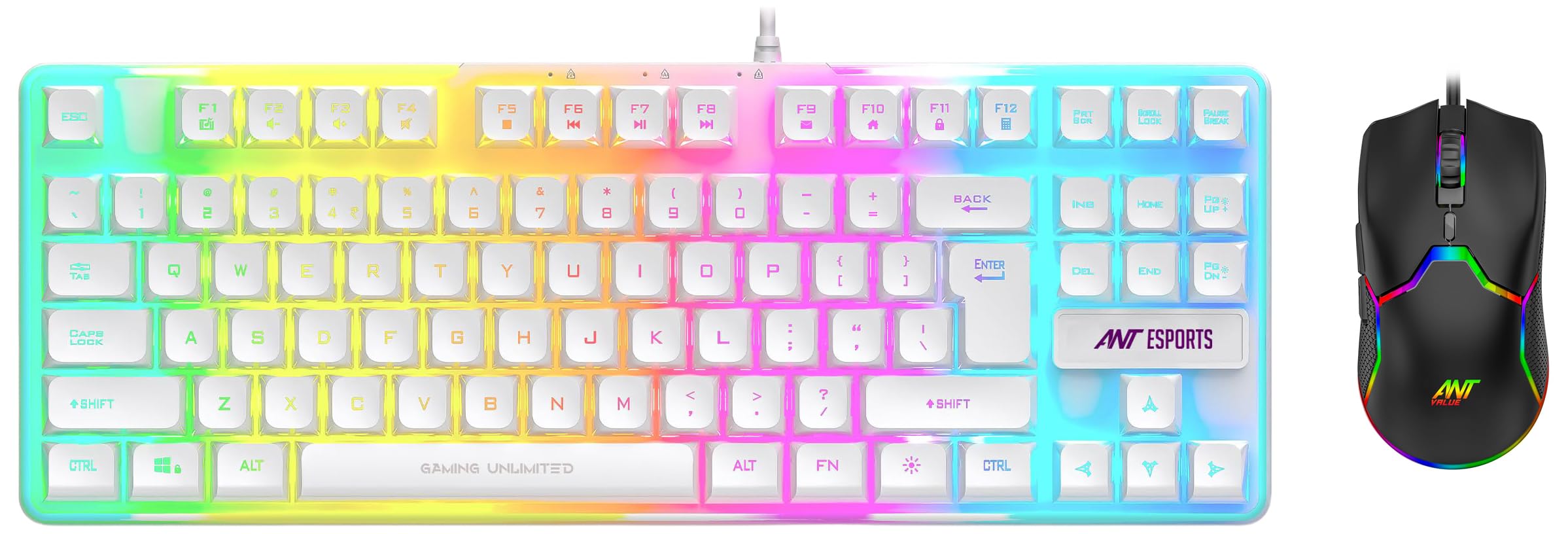 Ant Esports MK700 V2 Membrane TKL Wired Gaming Keyboard & Ant Value GM1001 USB Wired Gaming Mouse