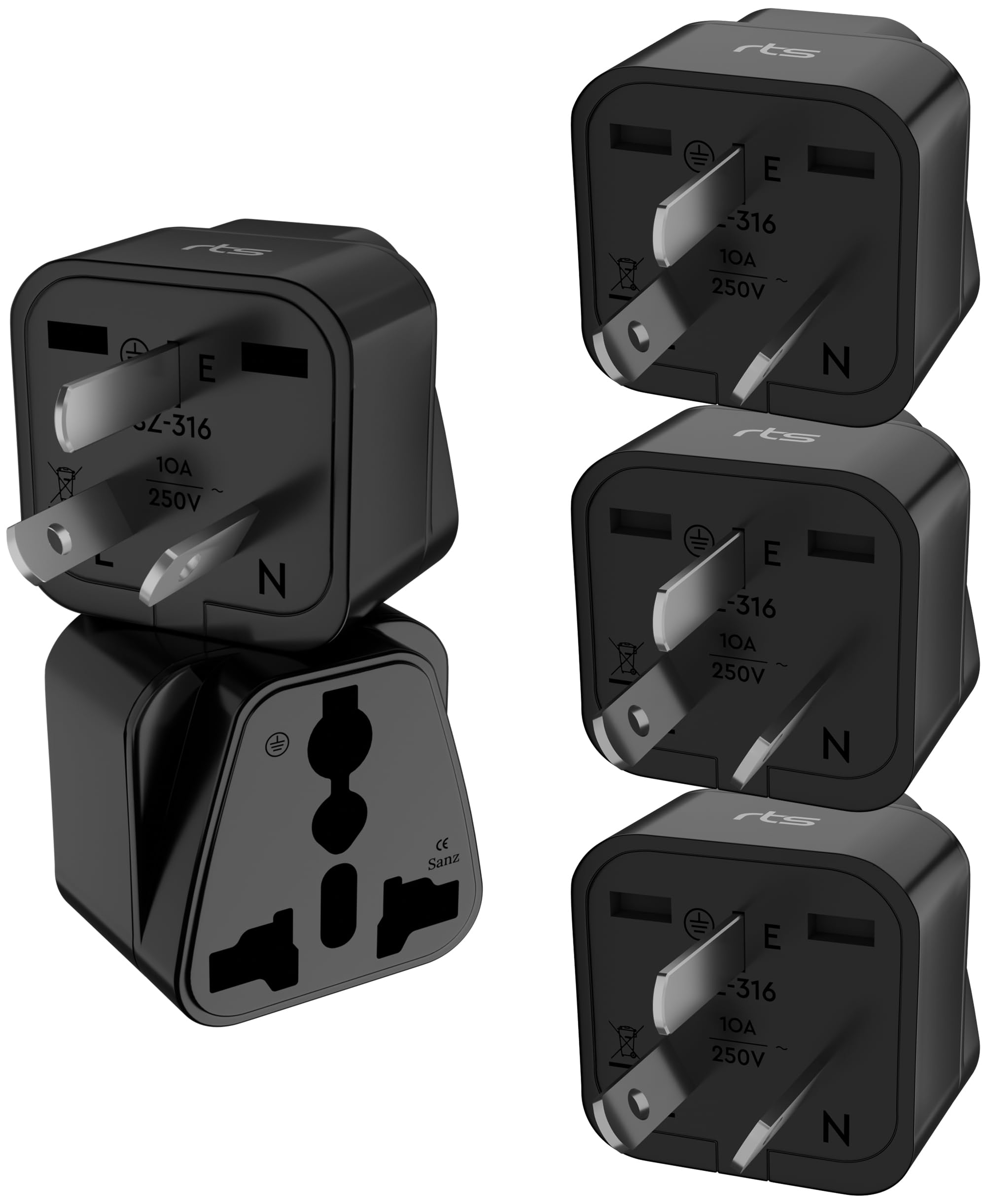 rts India to Australia India to China India to New Zealand Fiji Argentina Universal Travel Plug Adapter Converter Plug Adapter (5 Pack/Type I) Compatible with Phones, Laptops Camera Chargers & More