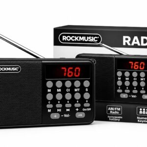 Pocket Blast FM Radio with Bluetooth Speaker with Powerful Sound,FM Recording, Antenna, 6w-12 Hours and Number Pad (AUX, SD Card, USB Input) (Black FM Speaker)
