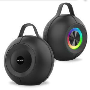 iNFiRe Dynamite 12W Bluetooth Speaker Wireless I High-Powered Sound with Multicolour RGB LED Lights, Up to 8 Hours Playback, Bluetooth 5.3, FM Radio, TF Card Slot, and TWS Function (Black)