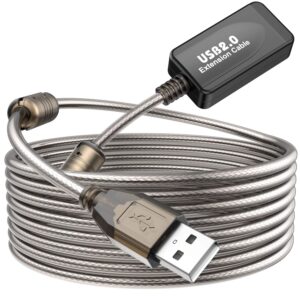 20M Active USB 2.0 Cable Male to Female Active Extension/Repeater Cable, Data Transfer Cord Compatible with Printer, Camera, Webcam