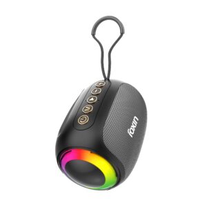 Foxin Spark 10W Mini Bluetooth Speaker with RGB Light, 4Hrs Playtime, 360� Surround Sound, RGB Lights, Multi-Play Modes BT5.1/TF Card, AUX, Type-C Charging Port, in-Built FM | 6cm Carry Loop