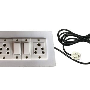 Extension Wooden Board (2 Socket,2Switch) 5Ampere Wire Length (1 Meters)