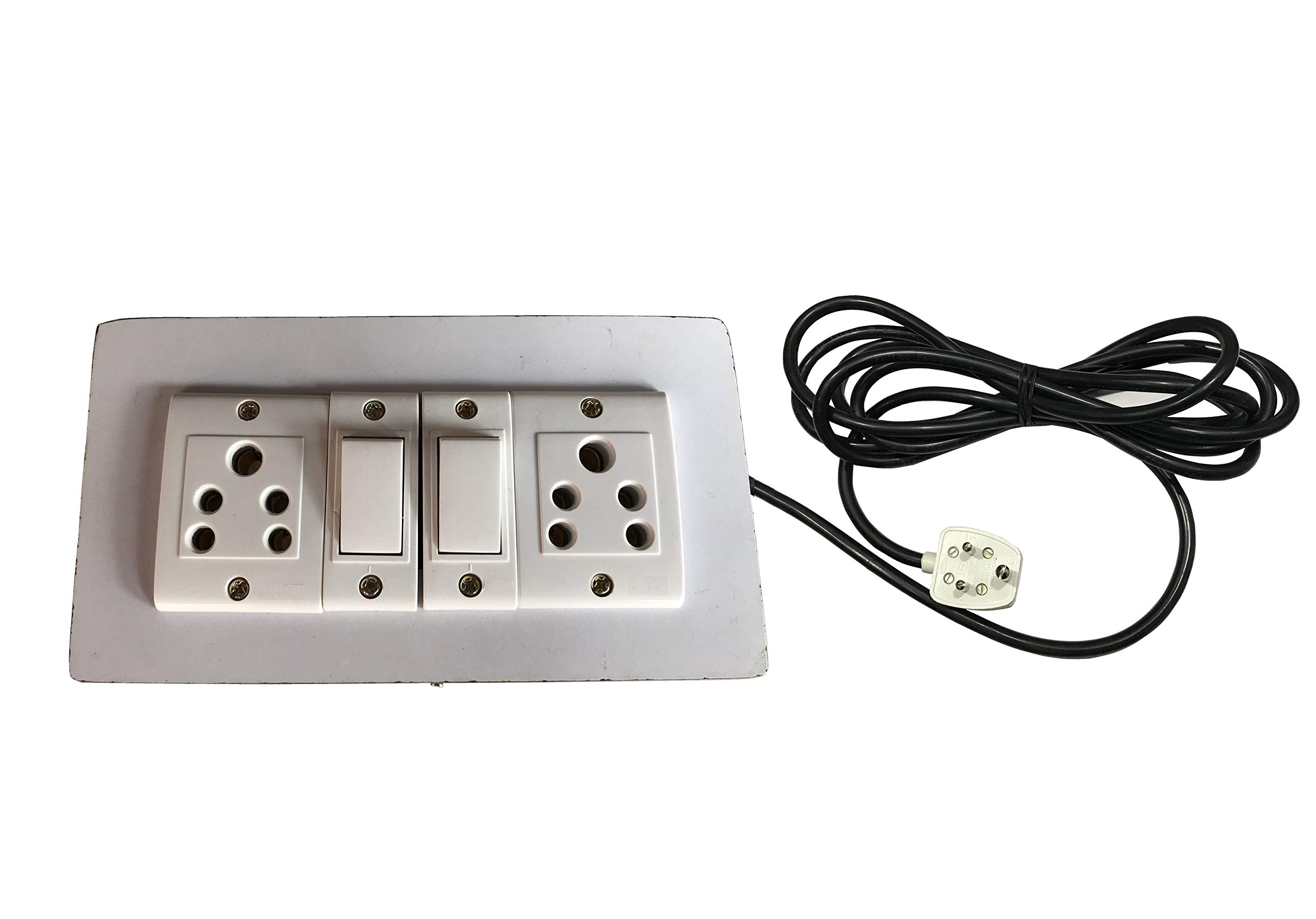 Extension Wooden Board (2 Socket,2Switch) 5Ampere Wire Length (1 Meters)