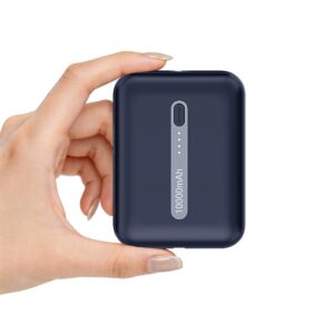 Muvtech Zip 10 Pocket Size 10000mAh Mini Power Bank, 22.5W Fast Charging, Dual Output USB-A & Type-C Ports, Compact Pocket Size, LED Indicators, Travel Friendly, Portable (Blue)